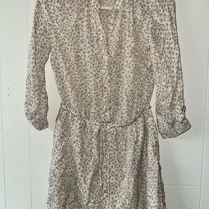 Babaton Tan and Brown Sundress with Cuffed 3/4 Sleeves